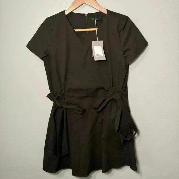 NWT ZARA ARMY GREEN BOW DETAIL MINI DRESS XS - Picture 2 of 6